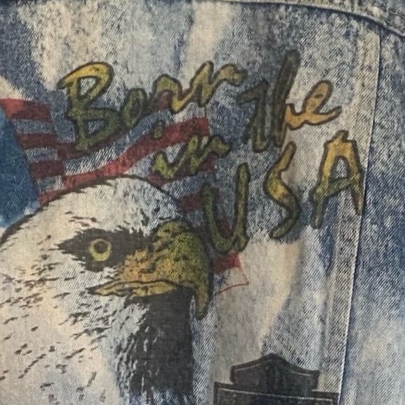 THE LAUNDRY ROOM BORN IN THE USA / HELLS ANGELS / HARLEY DAVIDSON DENIM JACKET - Picture 8 of 15